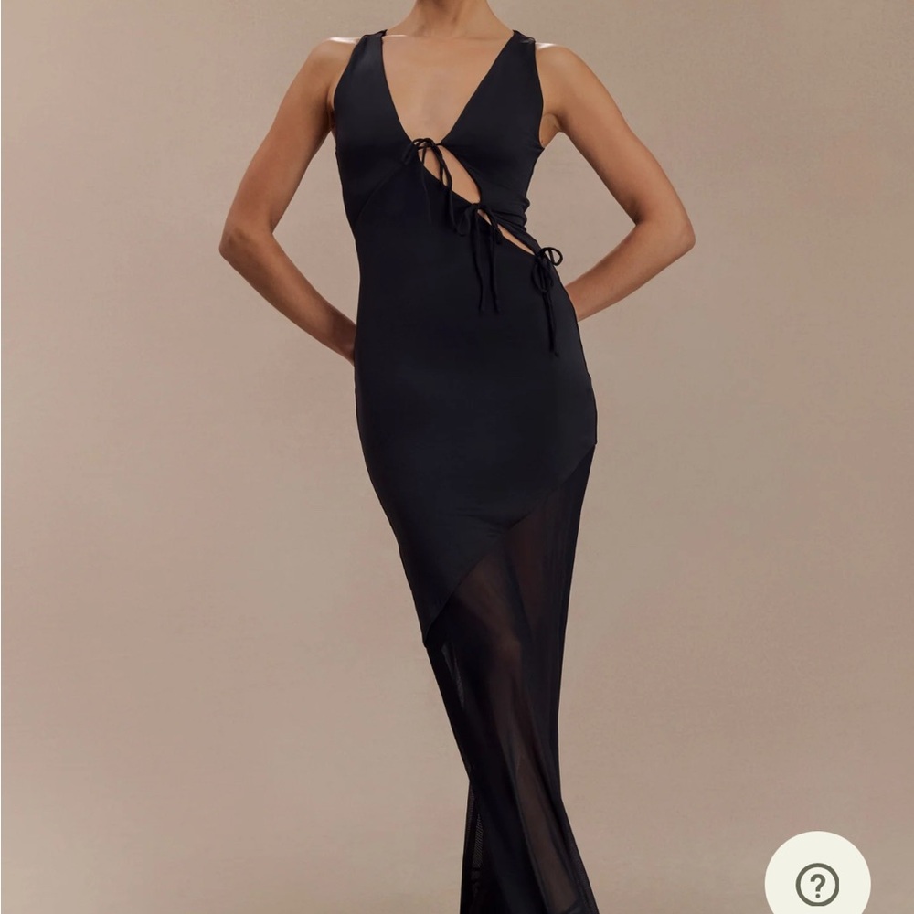 MESHKI Dove Black Maxi Dress XXS